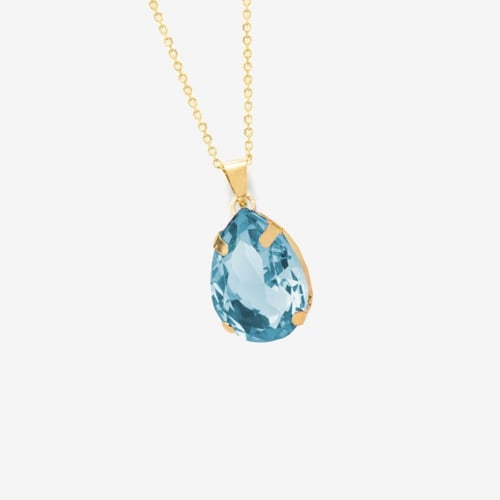 Magnolia gold-plated short necklace with blue in tear shape