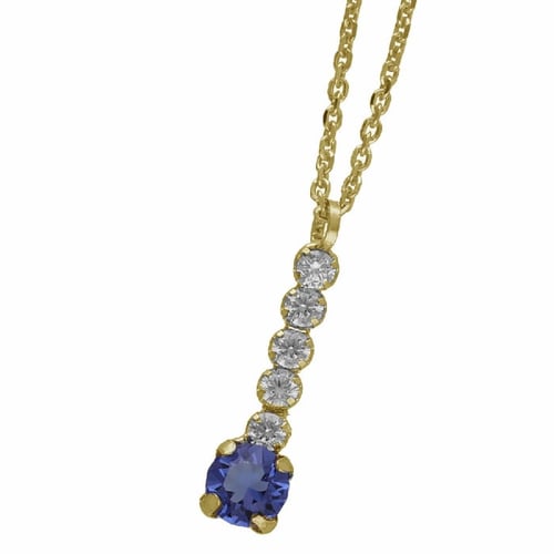 Shine gold-plated short necklace with blue crystal in waterfall shape