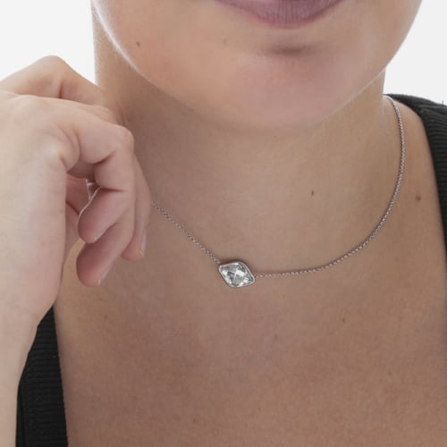 Classic rhombus crystal necklace in silver