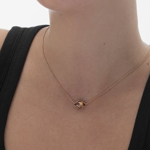 Classic rhombus smoked topaz necklace in rose gold plating in gold plating
