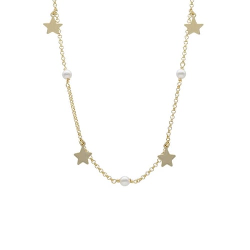 Vera stars crystal long necklace in gold plating
