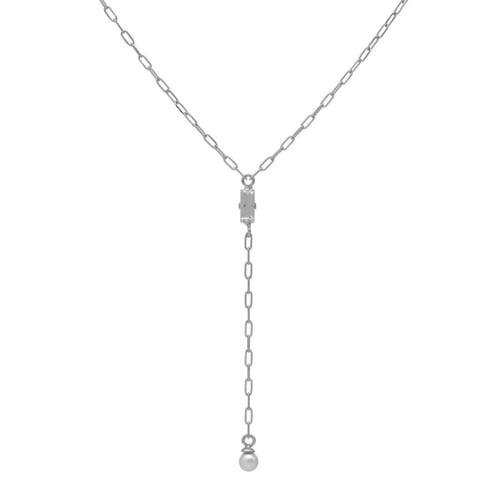 Charlotte tie crystal necklace in silver