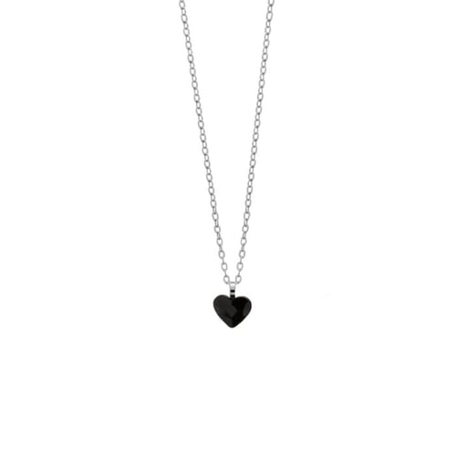 Cuore heart jet necklace in silver