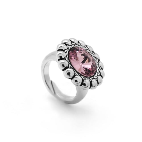 Etrusca round light amethyst ring in silver