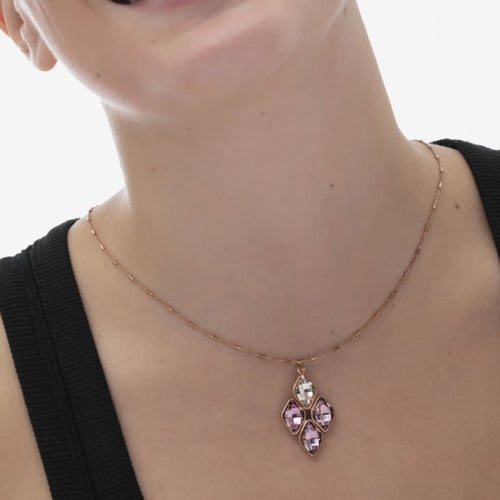 Classic rhombus light amethyst necklace in rose gold plating in gold plating