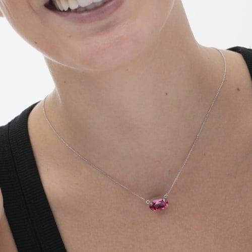 Celina oval rose necklace in silver