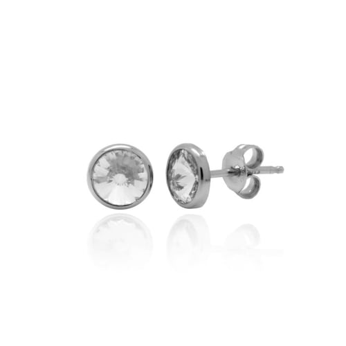 Pendientes botón círculo blanco elaborados en plata