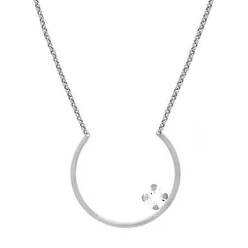 Layering circles crystal necklace in silver