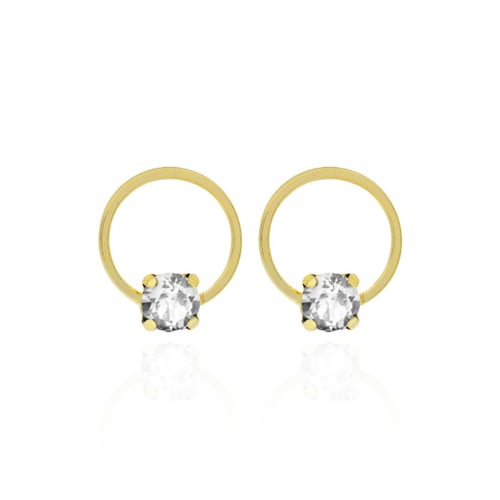 Hoop Basic round crystal earrings in gold plating