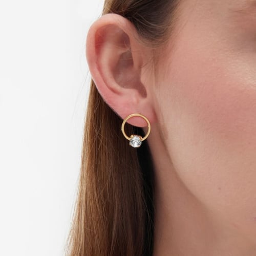 Hoop Basic round crystal earrings in gold plating