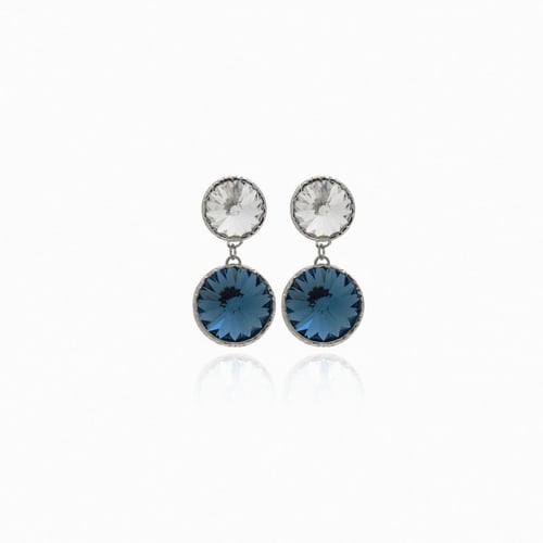 Basic double M denim blue earrings in silver