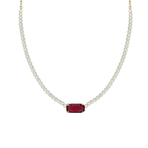 Ginger gold-plated short necklace with red crystal in waterfall shape