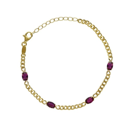Cinnamon gold-plated adjustable bracelet with purple 4 crystals in oval shape