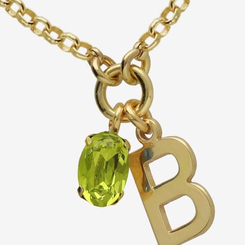 Collar corto letra B color verde bañado en oro
