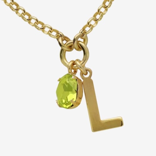Collar letra L cytrus green oro