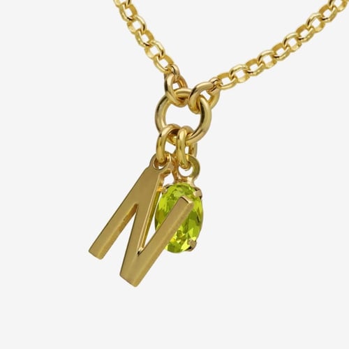 Collar letra N cytrus green oro