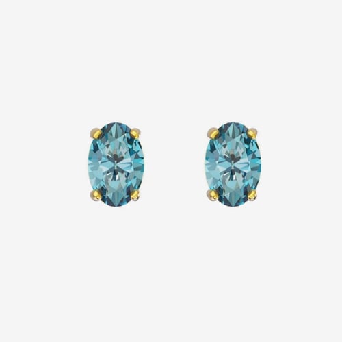 Gemma gold-plated stud earrings with blue in oval shape