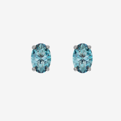 Gemma sterling silver stud earrings with blue in oval shape