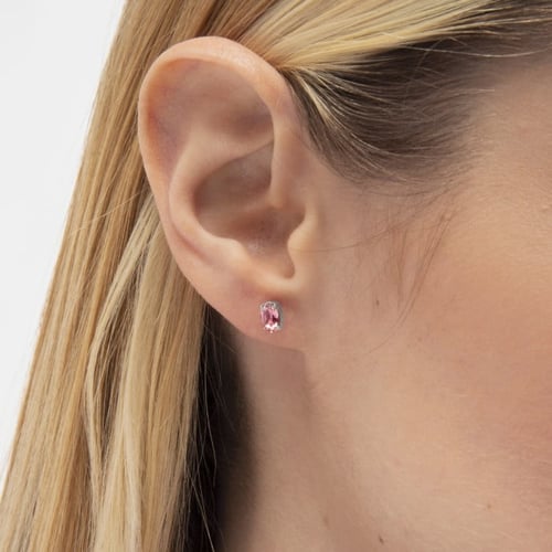 Gemma sterling silver stud earrings with pink in combination shape