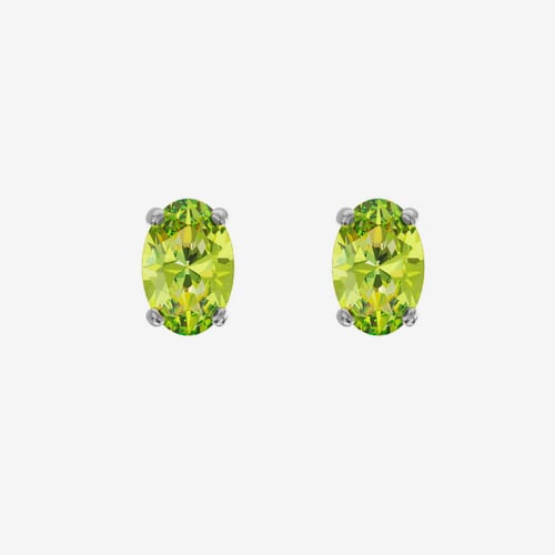 Gemma sterling silver stud earrings with green in combination shape