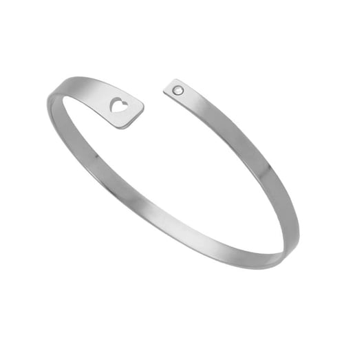 Sincerely rhodium-plated heart shape rod bracelet