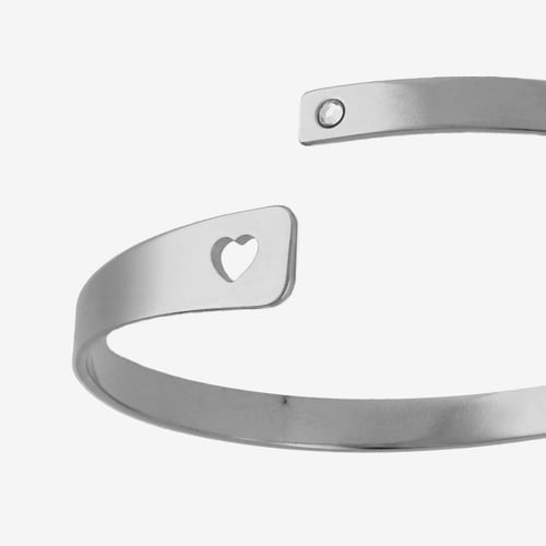 Sincerely rhodium-plated heart shape rod bracelet