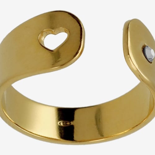 Sincerely gold-plated crystal heart shape open ring