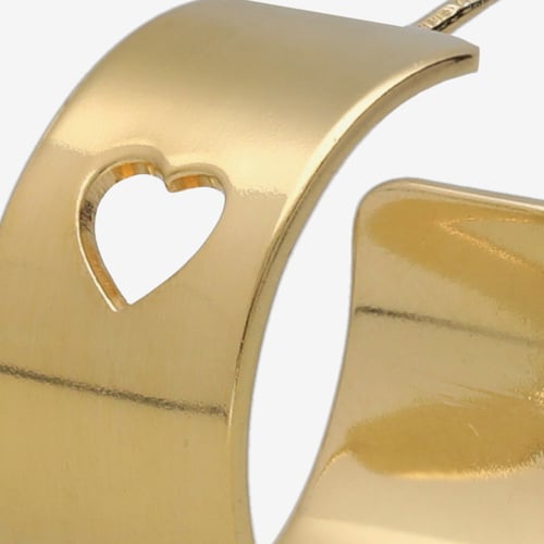 Sincerely gold-plated wide hoop earring with heart silhouette