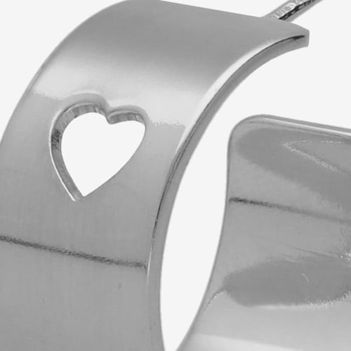 Sincerely rhodium-plated wide hoop earring with heart silhouette