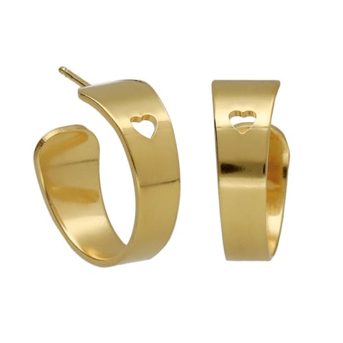 Sincerely gold-plated hoop earring with heart silhouette