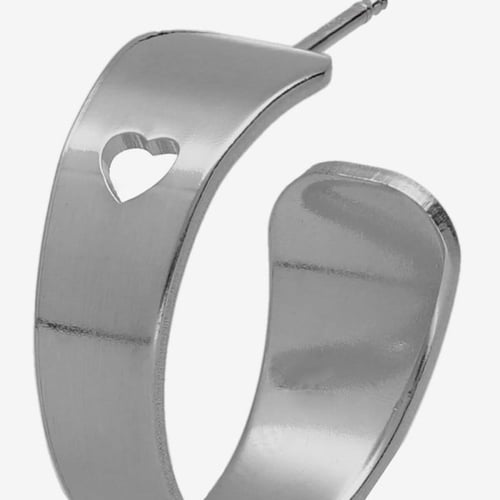 Sincerely rhodium-plated hoop earring with heart silhouette