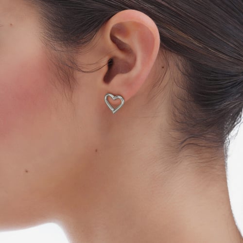 Sincerely rhodium-plated stud earrings with heart silhouette