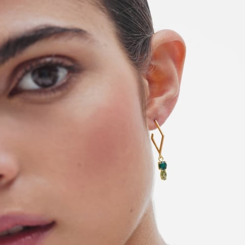 Paris gold-plated Emerald rhommbus hoop earrings