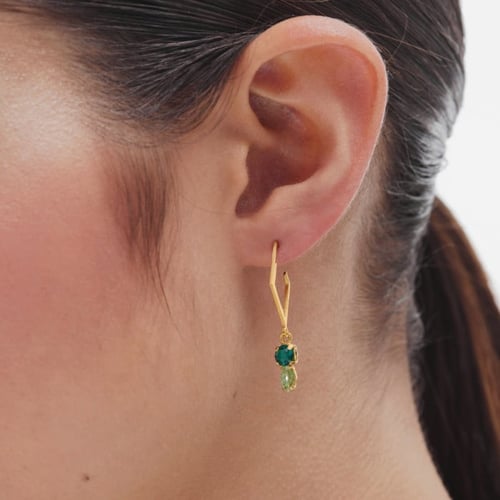 Paris gold-plated Emerald rhommbus hoop earrings