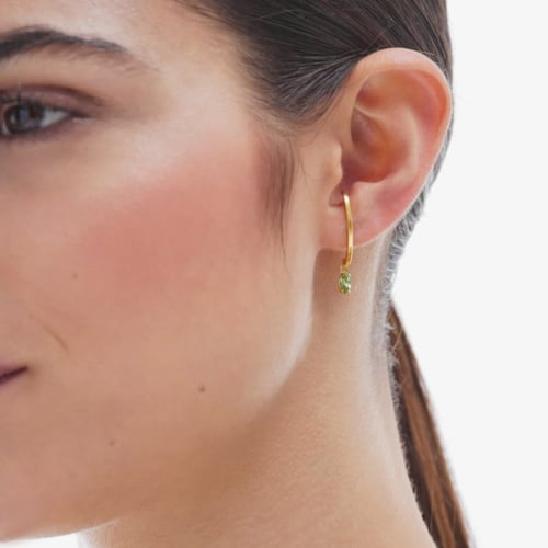 Paris gold-plated Emerald maquise shape lobe cuff earrings