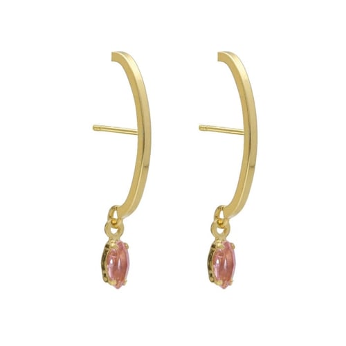 Paris gold-plated Amethyst maquise shape lobe cuff earrings