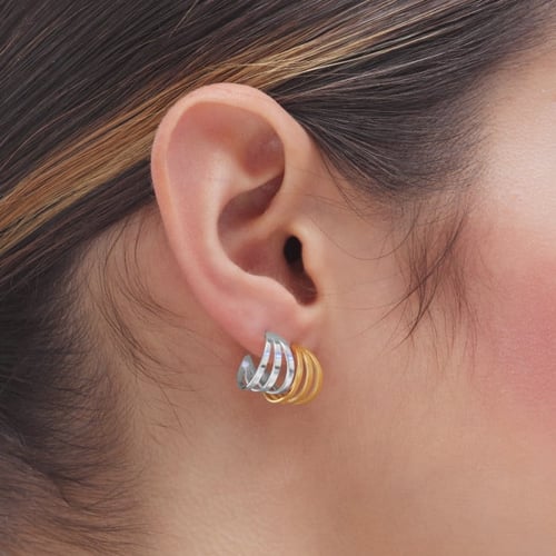 Milan rhodium-plated triple hoop earrings