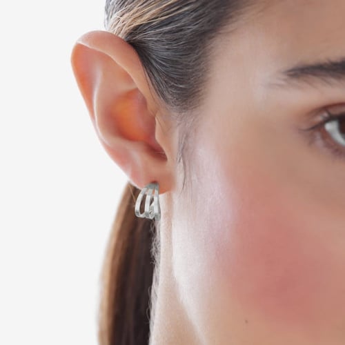 Milan rhodium-plated triple hoop earrings