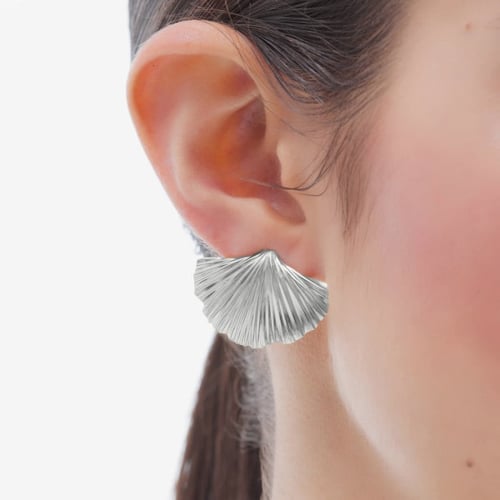 Tokyo rhodium-plated shell shape earrings