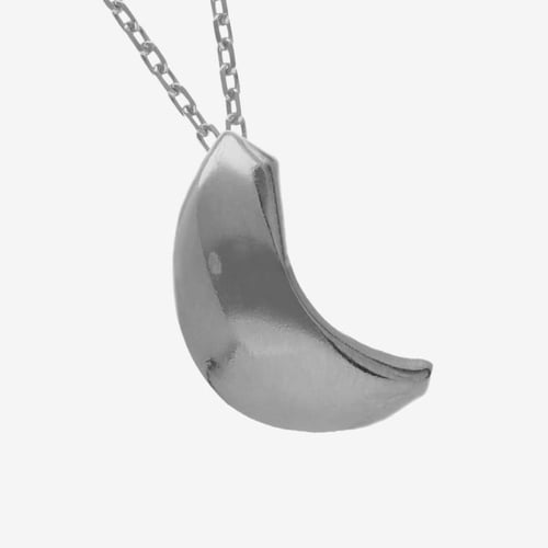Tokyo rhodium-plated moon shape necklace