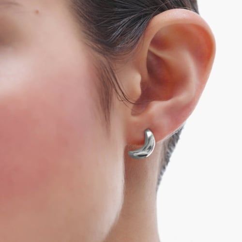 Tokyo rhodium-plated moon shape earrings