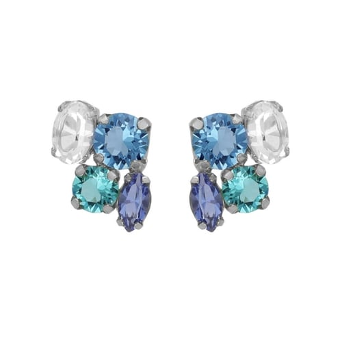 Lisbon rhodium-plated multicolor in blue tones earrings