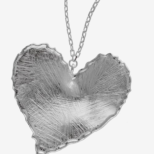 New York rhodium-plated satin-finish heart shape necklace