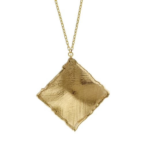 New York gold-plated satin-finish rhombus shape necklace