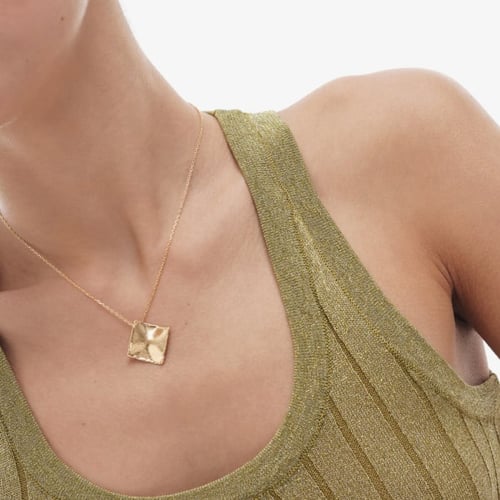 New York gold-plated satin-finish rhombus shape necklace