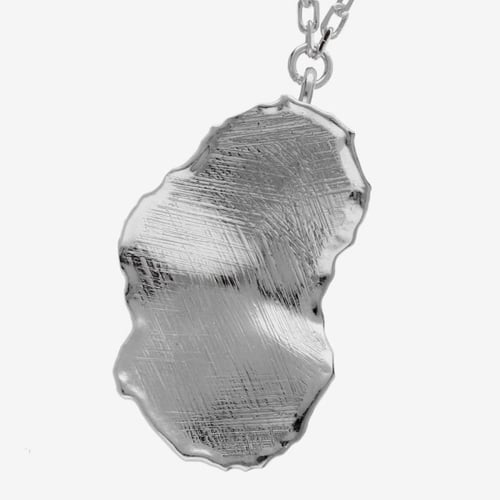 New York rhodium-plated satin-finish oval shape necklace
