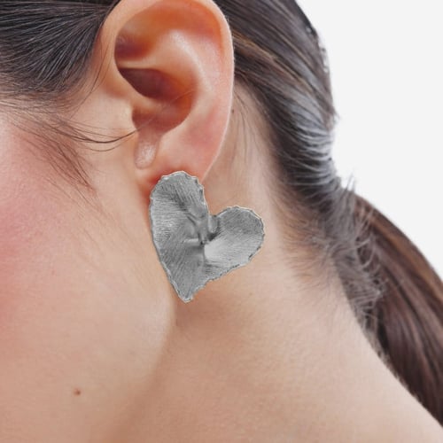 New York rhodium-plated satin-finish heart shape earrings
