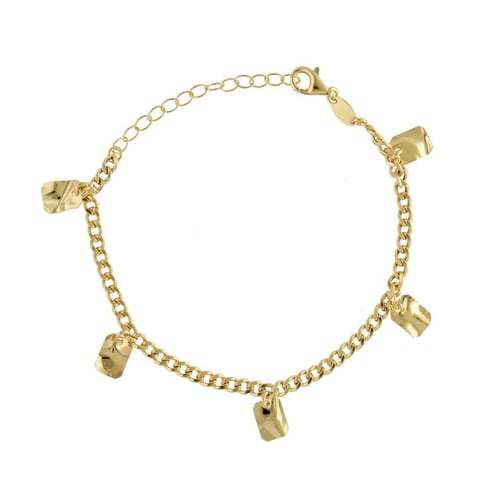 London gold-plated curb chain bracelet with rectangle charms
