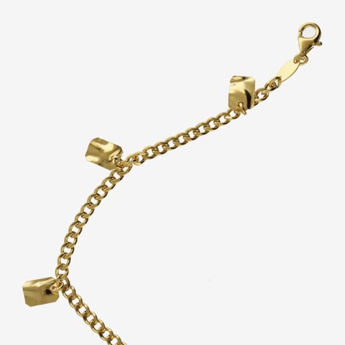 London gold-plated curb chain bracelet with rectangle charms