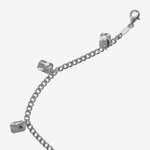 Pulsera cadena barbada con abalorios rectangulares elaborado en plata